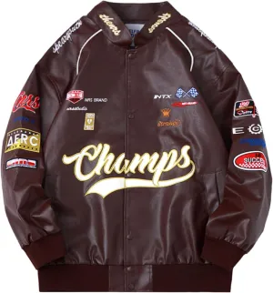 Aelfric Eden Faux Leather Jacket Oversized Racing Motorcycle Jackets Moto Coats Unisex Trendy Streetwear Jacket