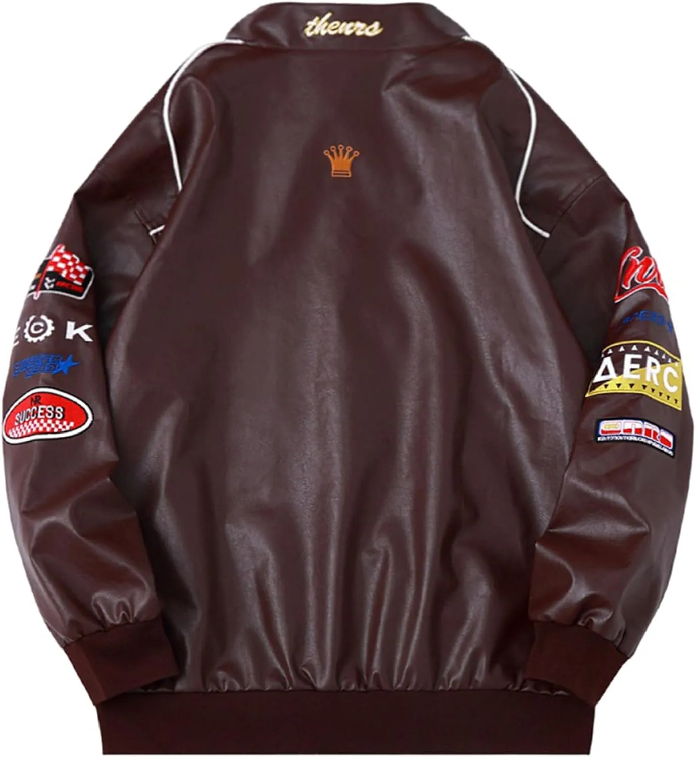 Aelfric Eden Faux Leather Jacket Oversized Racing Motorcycle Jackets Moto Coats Unisex Trendy Streetwear Jacket