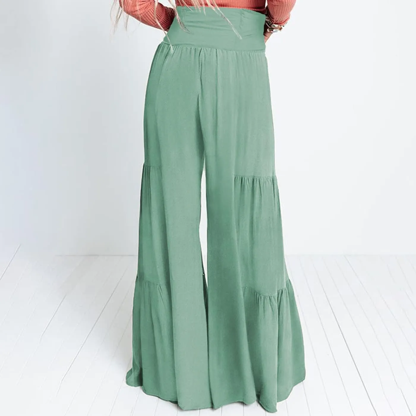Arssm Women Wide Leg Pants High Waist Dressy Bow Tie Pant Work Business Casual Trousers