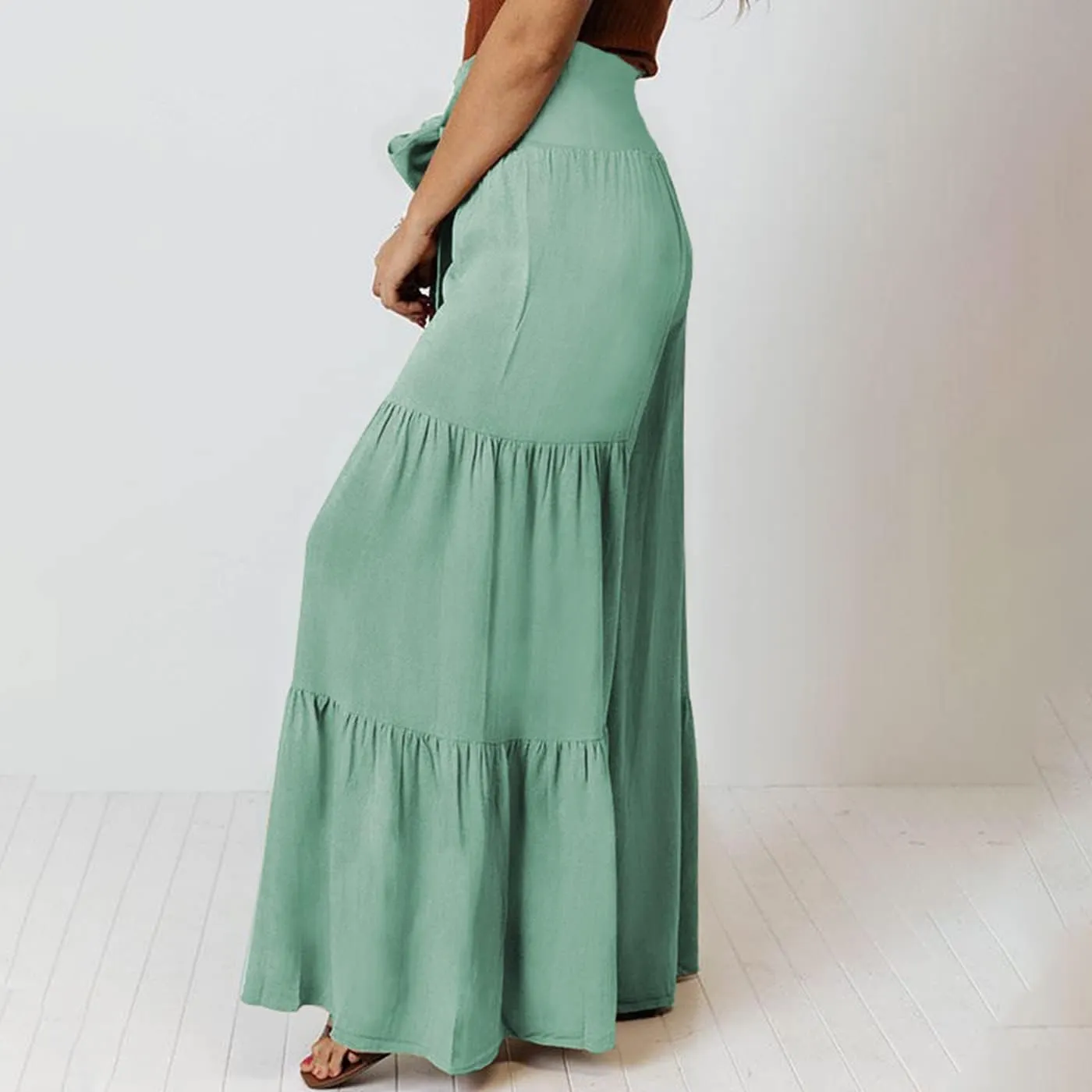 Arssm Women Wide Leg Pants High Waist Dressy Bow Tie Pant Work Business Casual Trousers