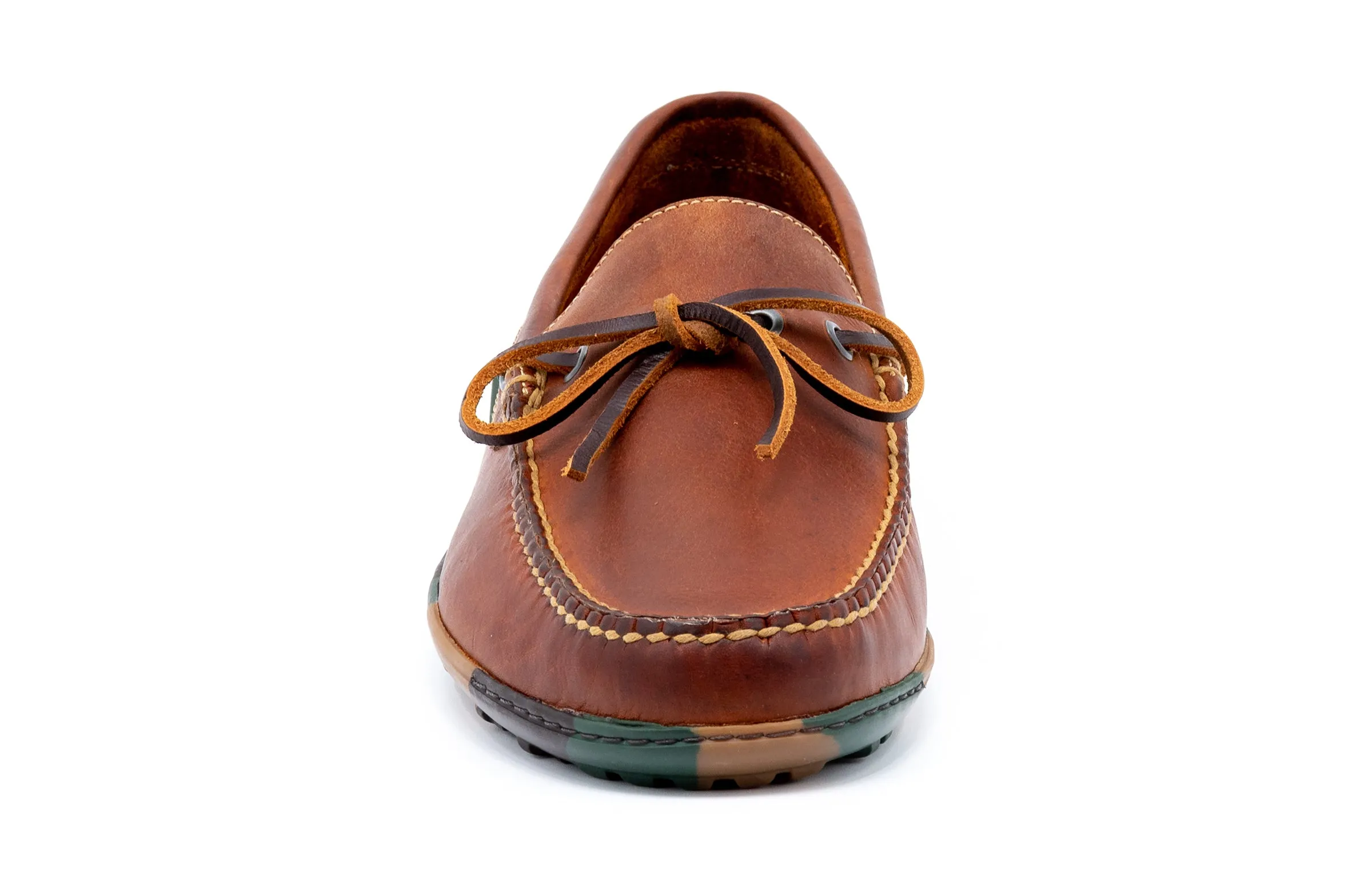 Bill Saddle Leather Bow Tie Loafers - Chestnut