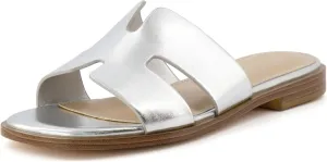 CUSHIONAIRE Voyage Cutout Strap Slides for Women, Slip On Summer Flats, Trendy Footwear, Comfortable Vacation Style Sandals for Women 2025