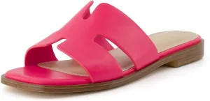 CUSHIONAIRE Voyage Cutout Strap Slides for Women, Slip On Summer Flats, Trendy Footwear, Comfortable Vacation Style Sandals for Women 2025
