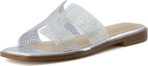 CUSHIONAIRE Voyage Cutout Strap Slides for Women, Slip On Summer Flats, Trendy Footwear, Comfortable Vacation Style Sandals for Women 2025