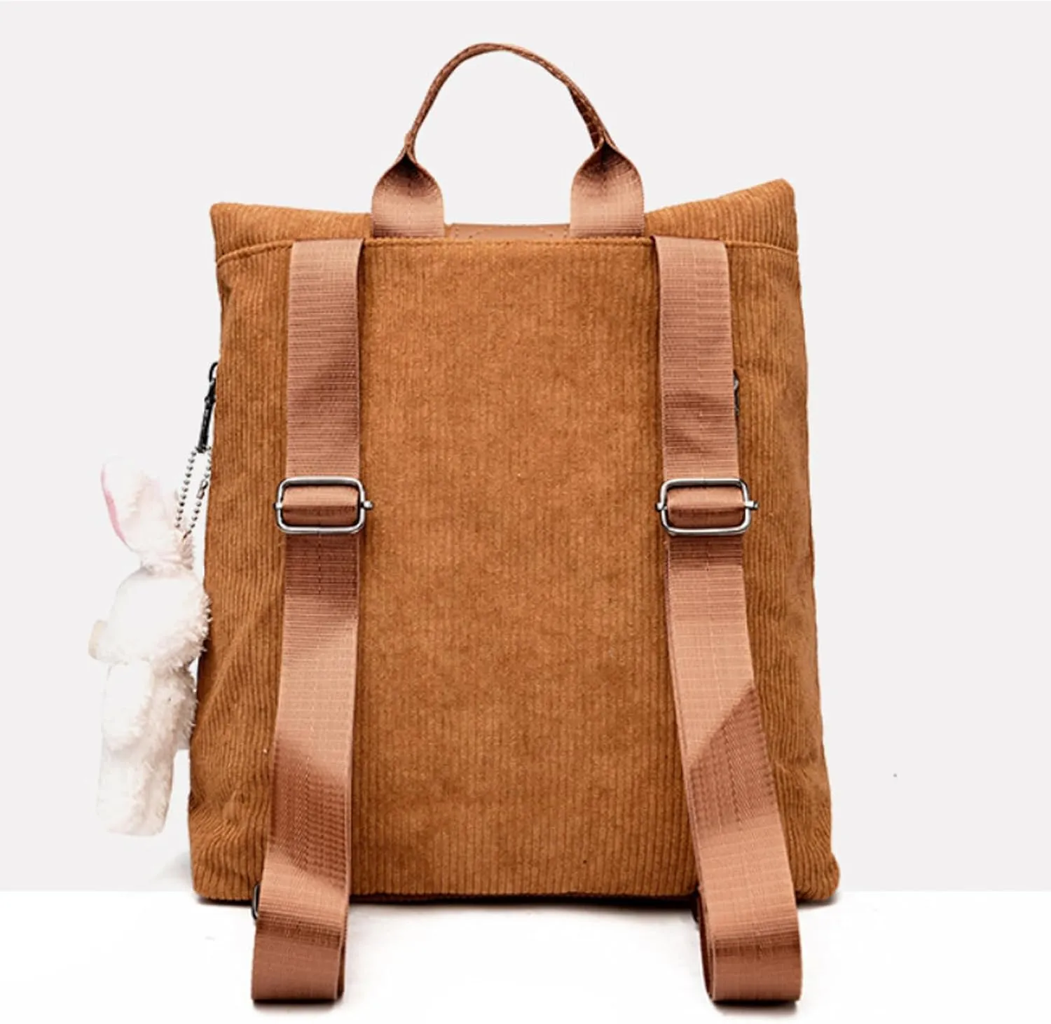 Cute Backpack Purses Corduroy Small Fashion Minimalist Travel Bag Daypack Shoulder Bag Satchel Handbag, Black, Onesize