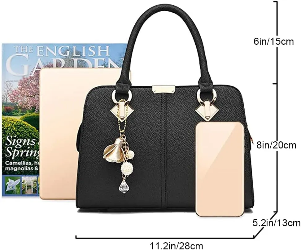 Dayfine Women Handbag Satchel Bag Top Handle Bag Faux Leather Tote Purse Shoulder Bag Briefcase Minimalist Lady