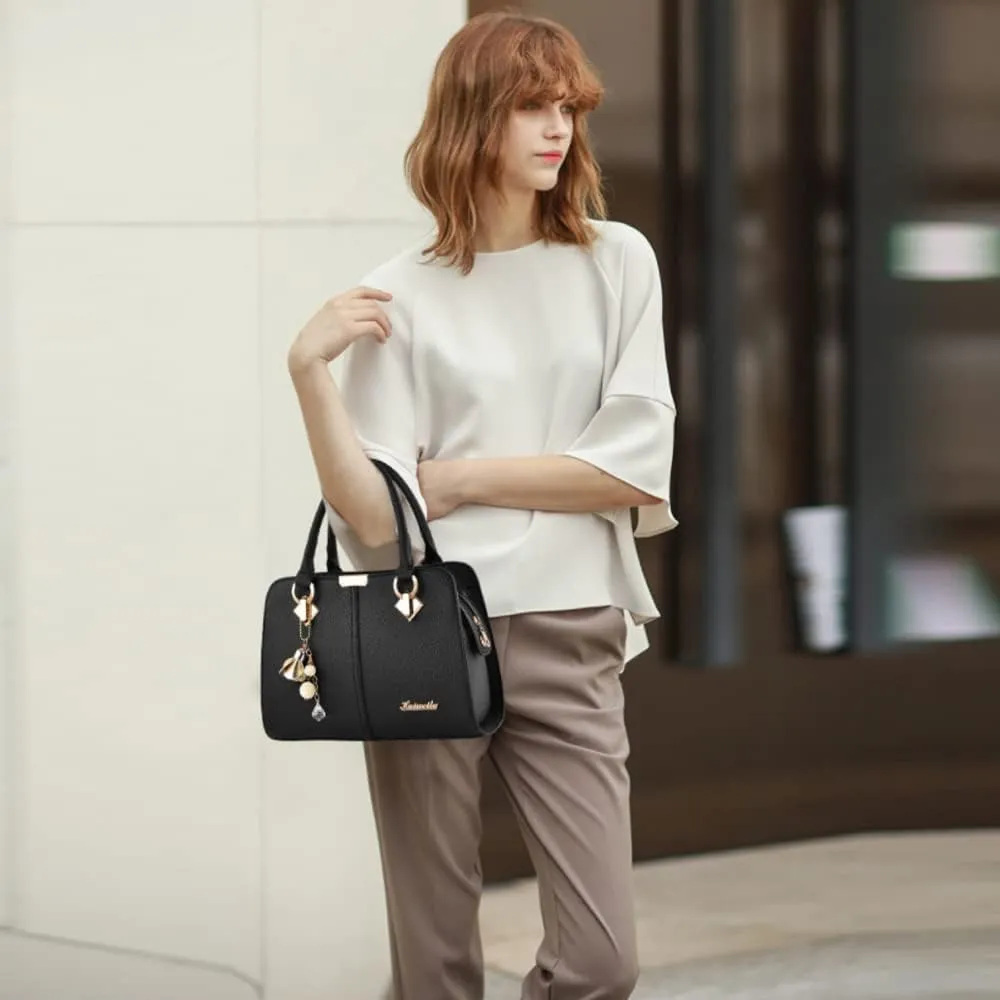 Dayfine Women Handbag Satchel Bag Top Handle Bag Faux Leather Tote Purse Shoulder Bag Briefcase Minimalist Lady