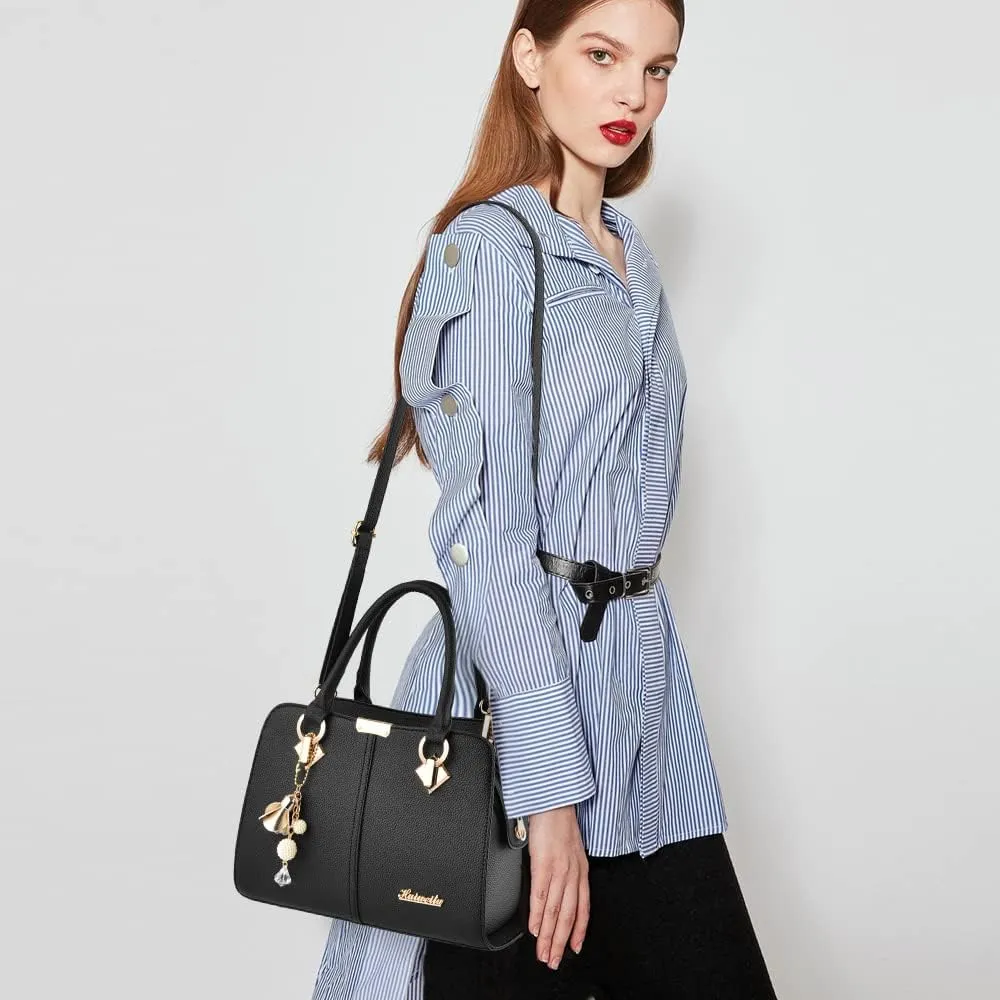 Dayfine Women Handbag Satchel Bag Top Handle Bag Faux Leather Tote Purse Shoulder Bag Briefcase Minimalist Lady
