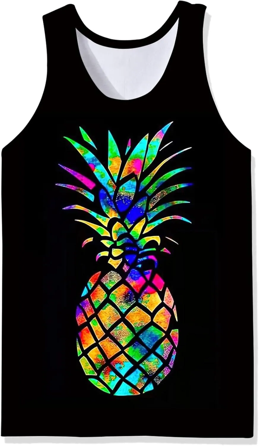 Goodstoworld Mens 3D Tank Top Novelty Graphic Breathable Quick Dry Sleeveless Beach Shirt S-4XL