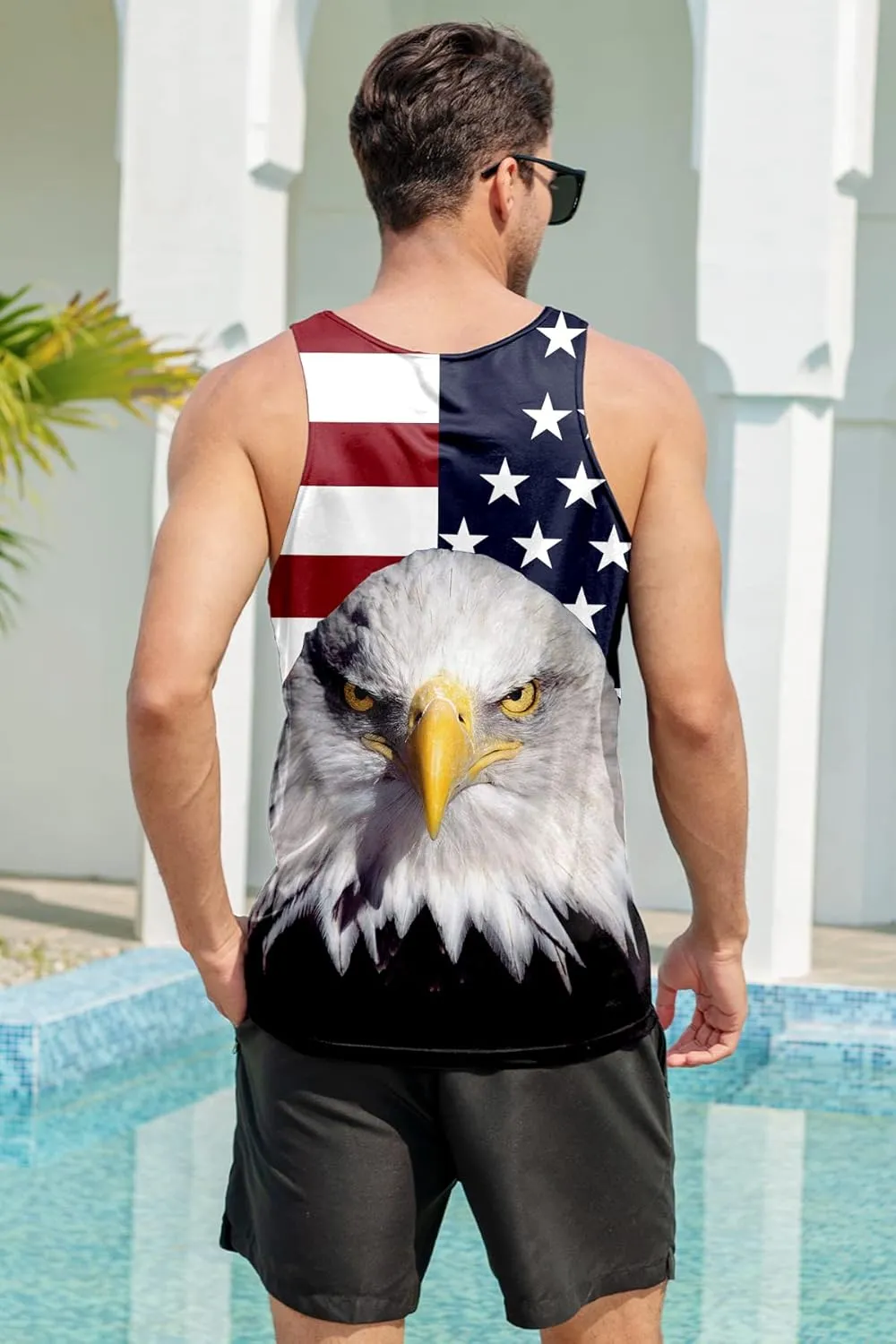 Goodstoworld Mens 3D Tank Top Novelty Graphic Breathable Quick Dry Sleeveless Beach Shirt S-4XL