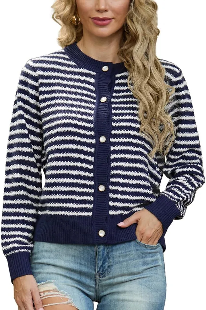 GRECERELLE Women Knit Cardigan Sweaters Long Sleeve Open Front Button Down Casual Trendy Jackets Outwear