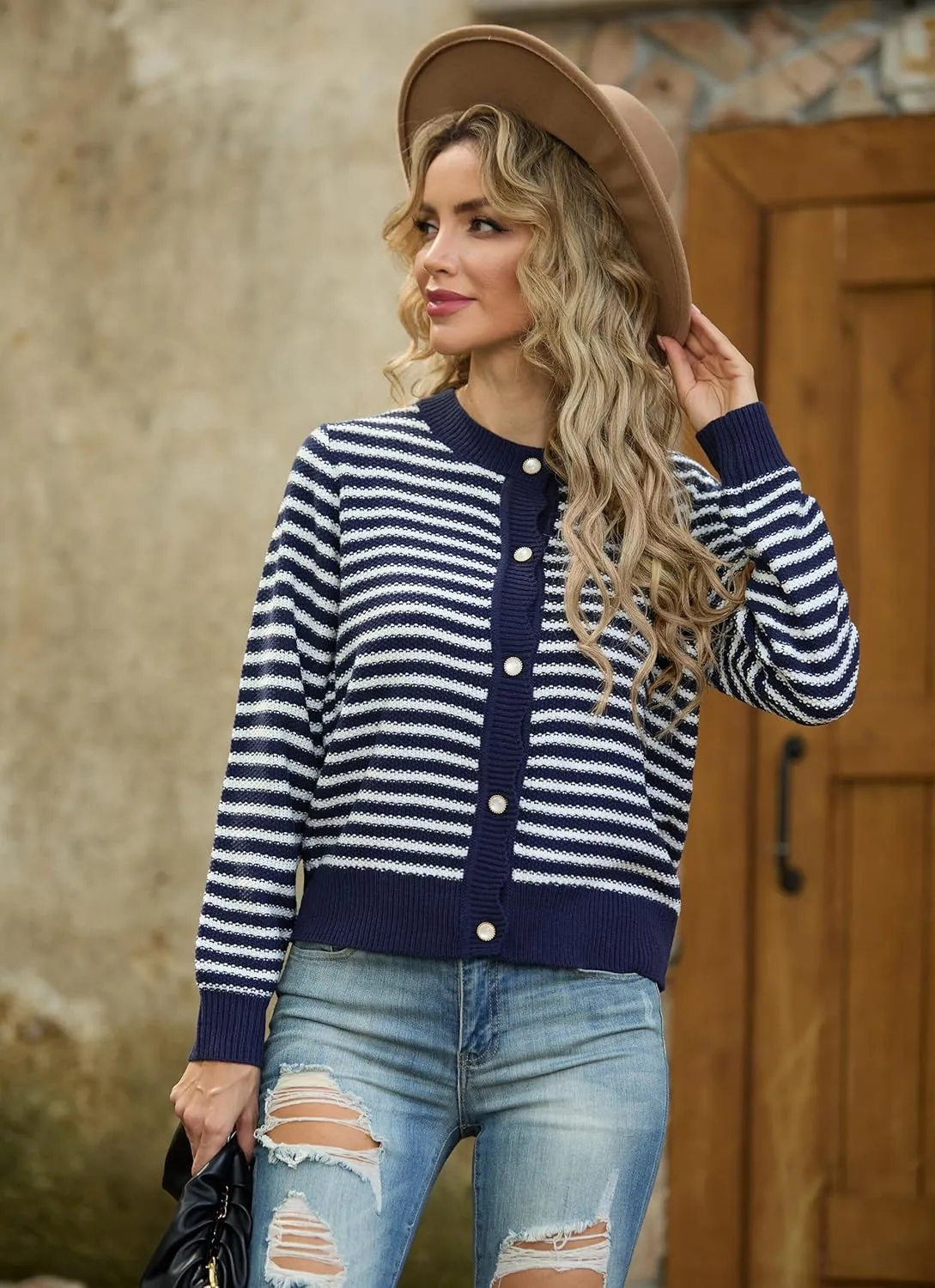 GRECERELLE Women Knit Cardigan Sweaters Long Sleeve Open Front Button Down Casual Trendy Jackets Outwear