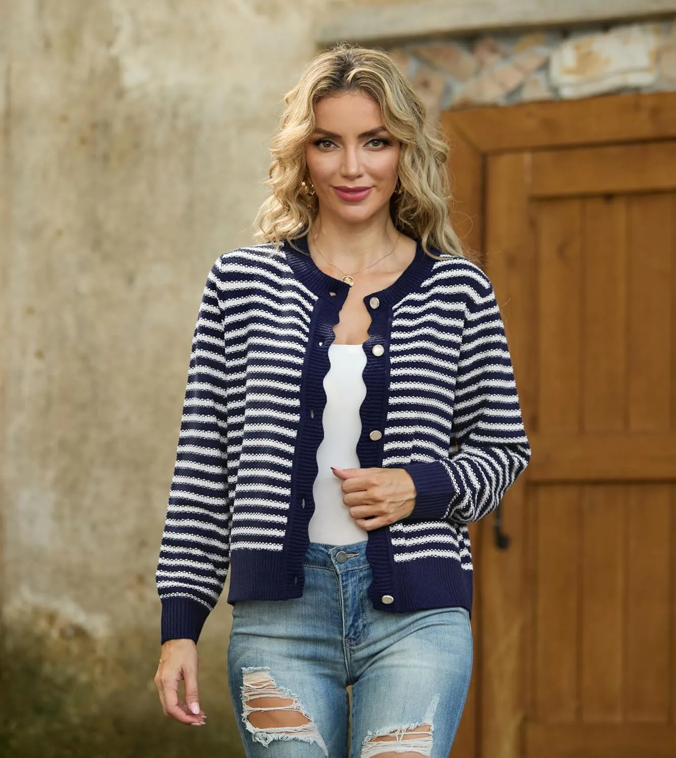 GRECERELLE Women Knit Cardigan Sweaters Long Sleeve Open Front Button Down Casual Trendy Jackets Outwear
