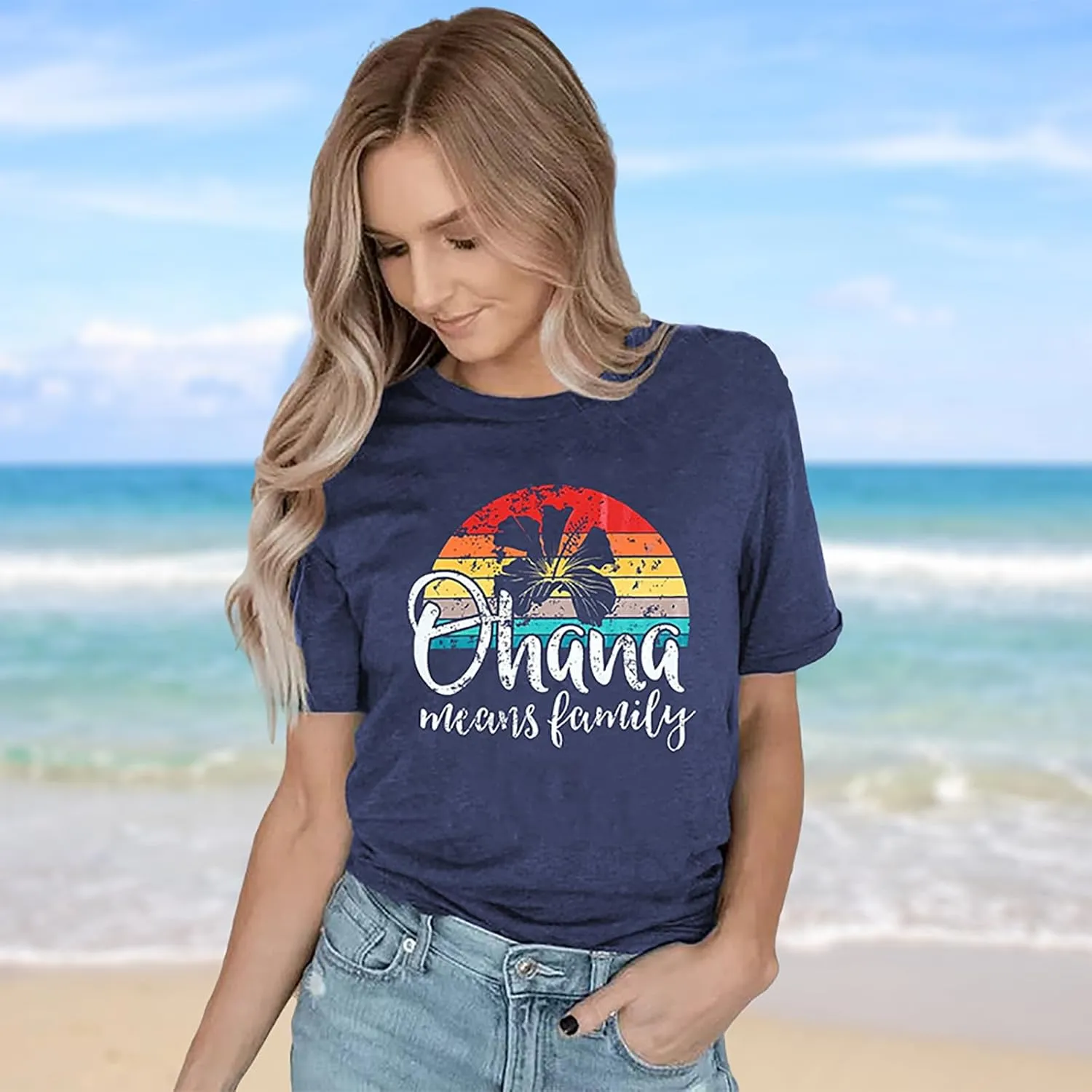 Hawaiian Shirts for Women Palm Trees Graphic Tees Summer Beach Vacation Tops Short Sleeve Casual Tshirt