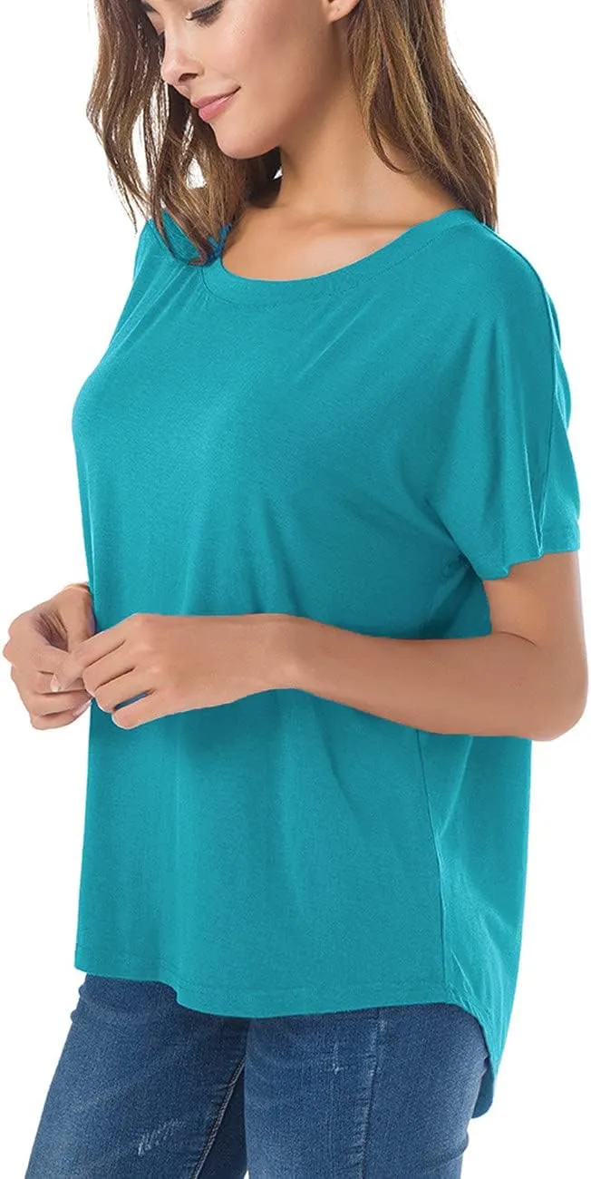 Herou Casual Summer Short Sleeve High Low Loose T Shirt Basic Tees Tops for Women