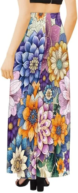 Irisjudy Women Casual High Waisted Palazzo Pants Van Gogh Art, Boho Peacock Comfy Wide Leg Pants Soft Pjs for Women Oversized