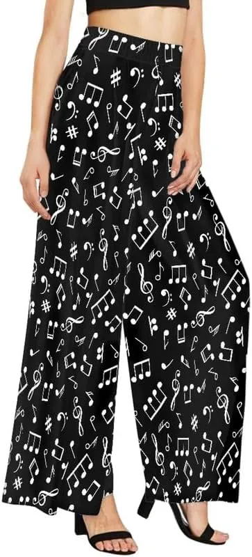 Irisjudy Women Casual High Waisted Palazzo Pants Van Gogh Art, Boho Peacock Comfy Wide Leg Pants Soft Pjs for Women Oversized