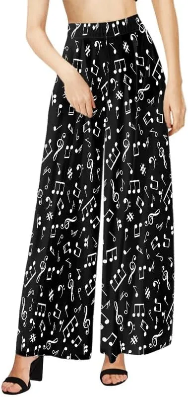 Irisjudy Women Casual High Waisted Palazzo Pants Van Gogh Art, Boho Peacock Comfy Wide Leg Pants Soft Pjs for Women Oversized