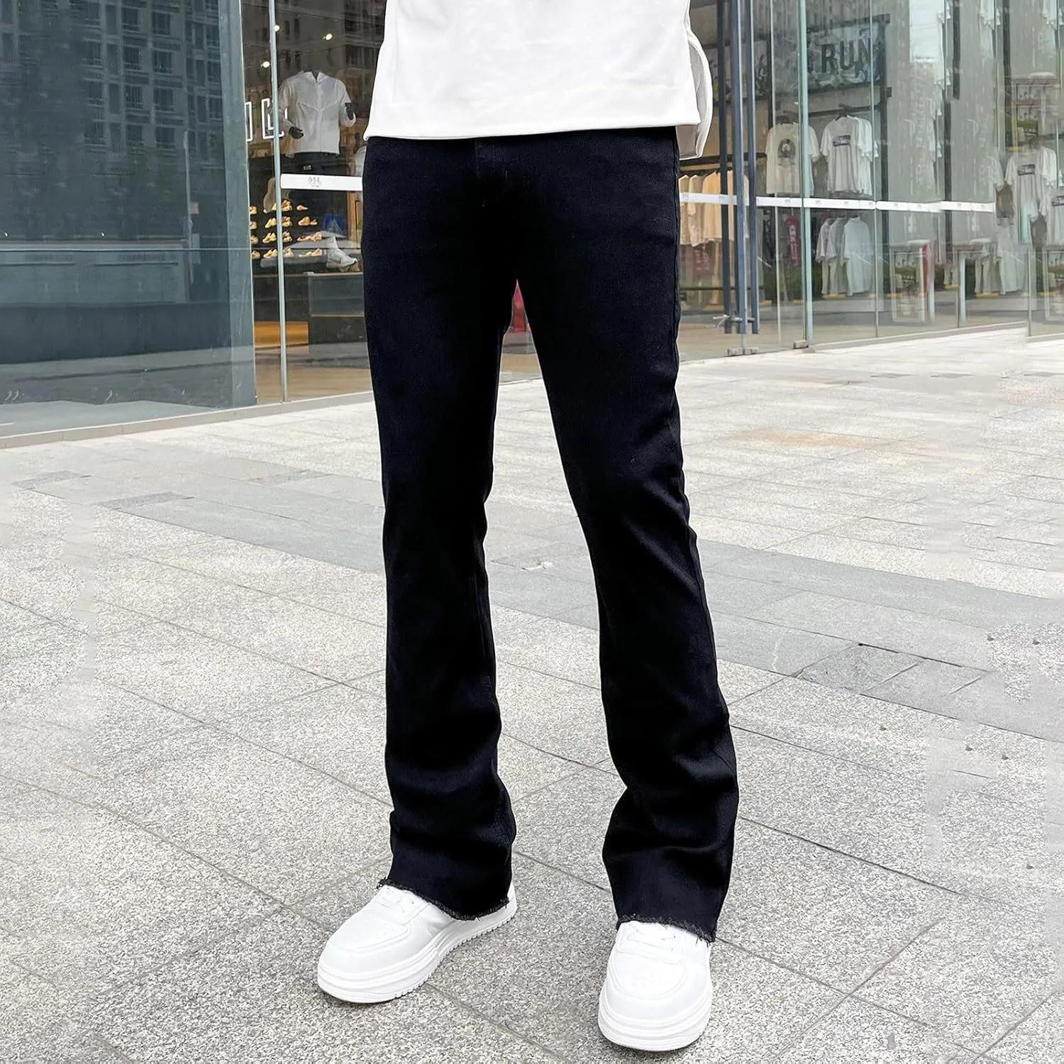 Jeans for Men Stretch Fit Loose Fit Straight Leg Jeans Comfortable Flexible Denim Pants Skinny Hip Hop Streetwear
