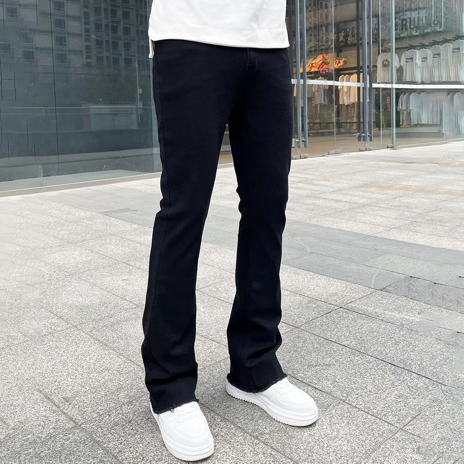 Jeans for Men Stretch Fit Loose Fit Straight Leg Jeans Comfortable Flexible Denim Pants Skinny Hip Hop Streetwear