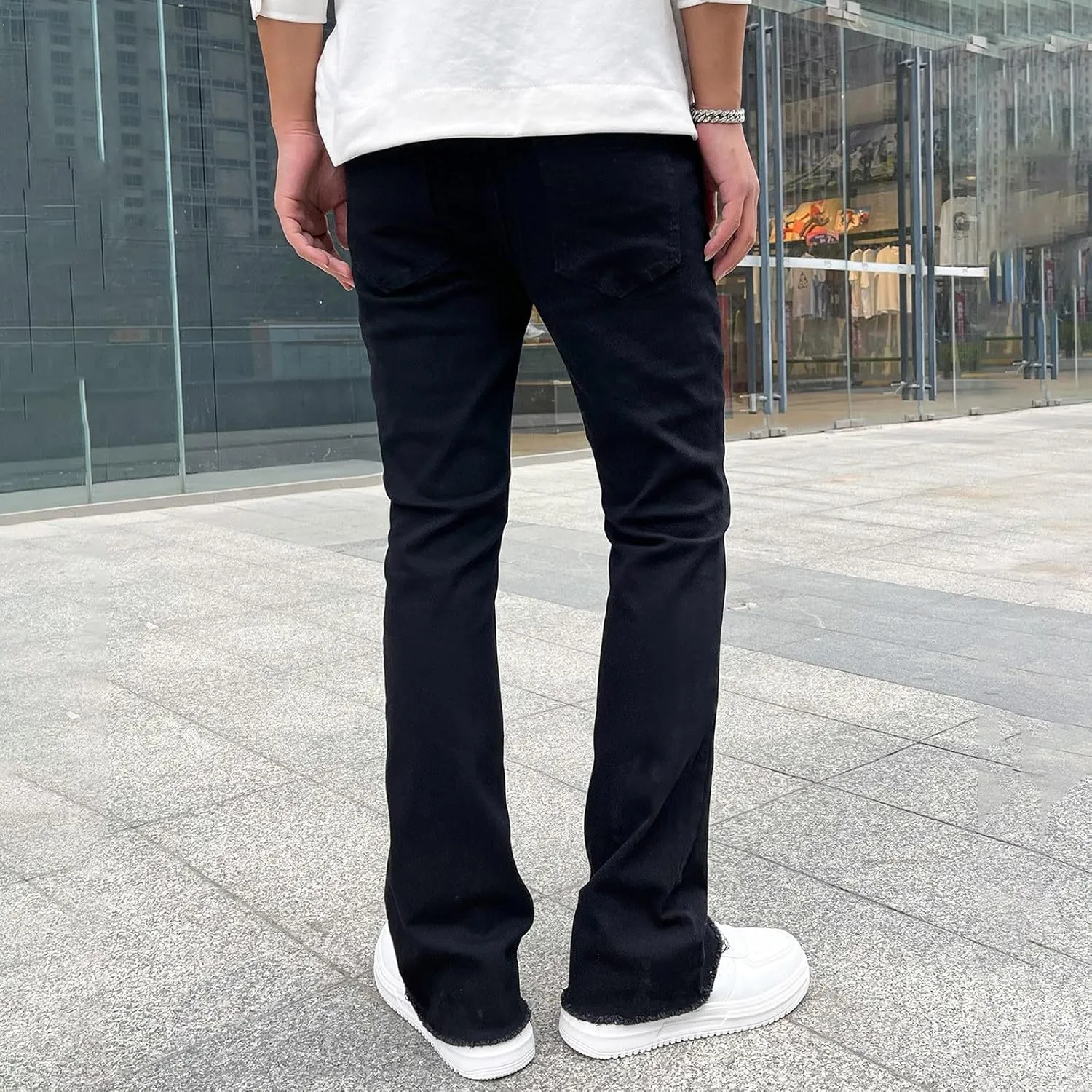 Jeans for Men Stretch Fit Loose Fit Straight Leg Jeans Comfortable Flexible Denim Pants Skinny Hip Hop Streetwear