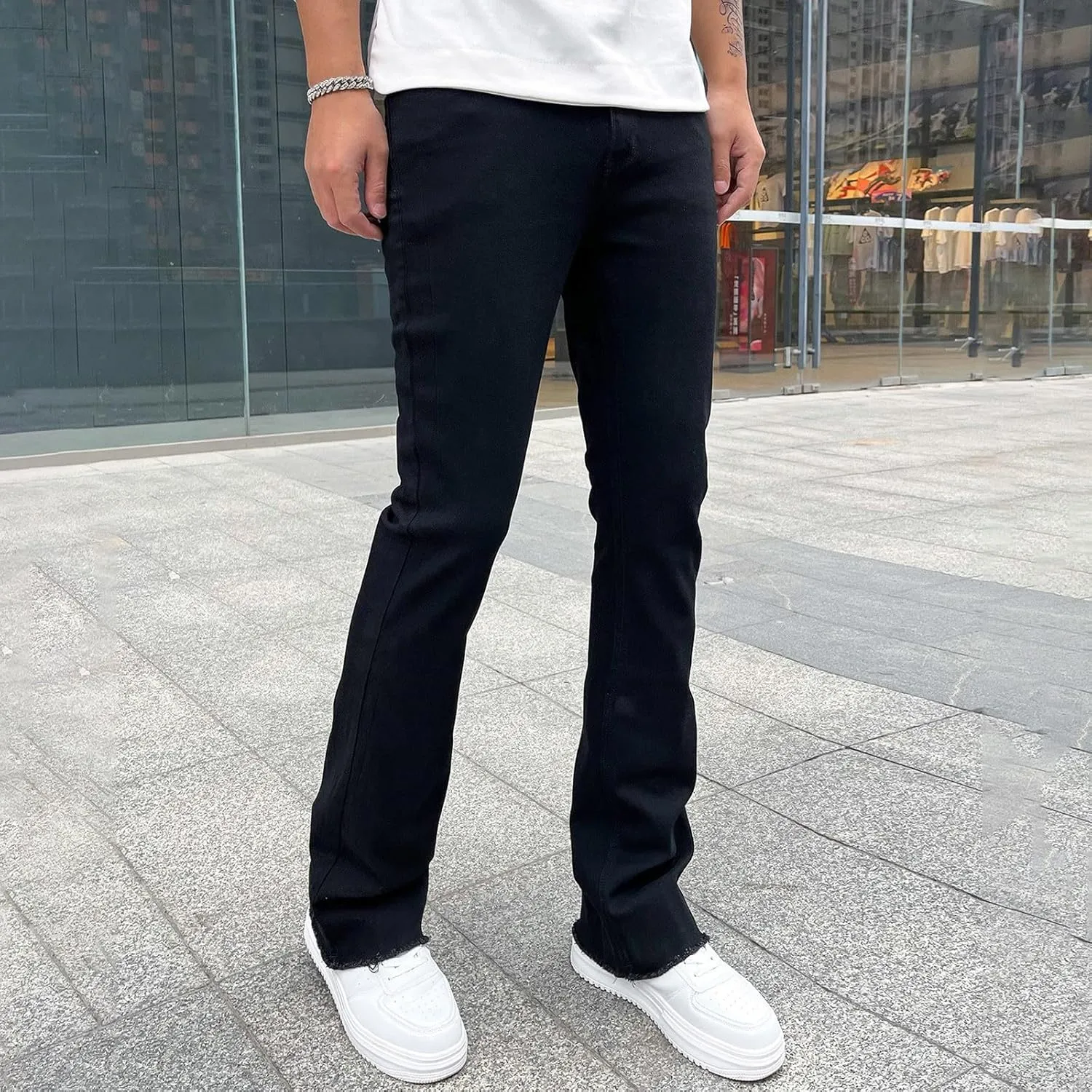 Jeans for Men Stretch Fit Loose Fit Straight Leg Jeans Comfortable Flexible Denim Pants Skinny Hip Hop Streetwear