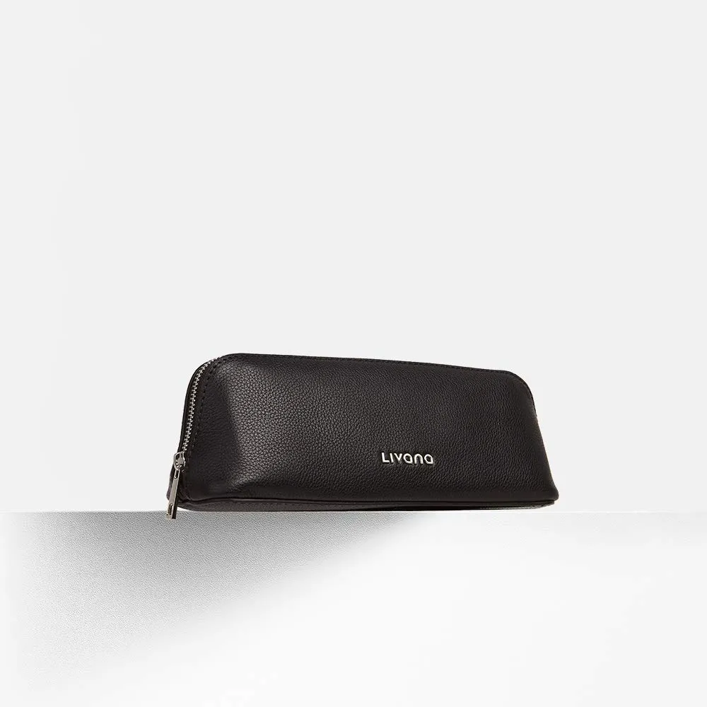 Livana - PerfectTemp Minimalist Makeup Case - Insulated Cosmetic Bag - Smart Beauty Tools - Leather (Onyx)