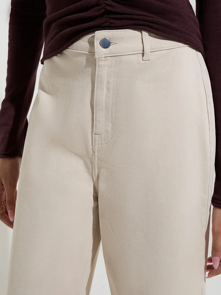 LOV Beige Relaxed - Fit High - Rise Jeans