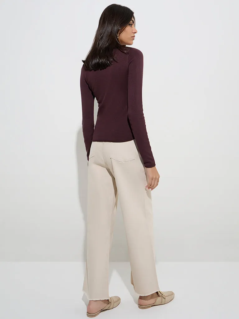 LOV Beige Relaxed - Fit High - Rise Jeans