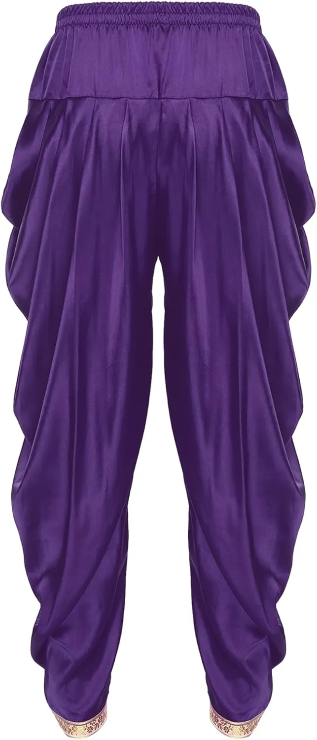 Men Satin Baggy Harem Palazzo Pants South Indian Dhoti Wrap Trousers Gym Yoga Exercise Sport Wear