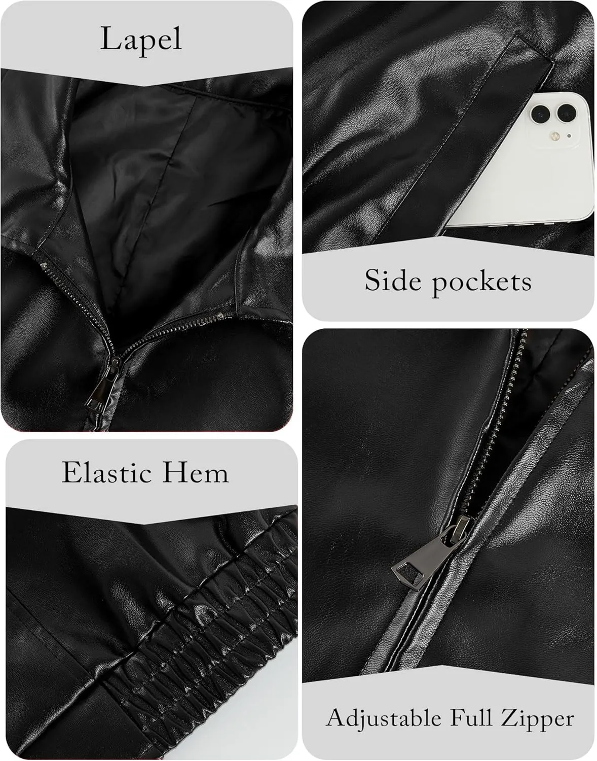 Miladusa Womens Oversized Leather Jackets Faux Casual Zip Up Trendy Bomber Motorcycle Jacket with Pockets S-XL