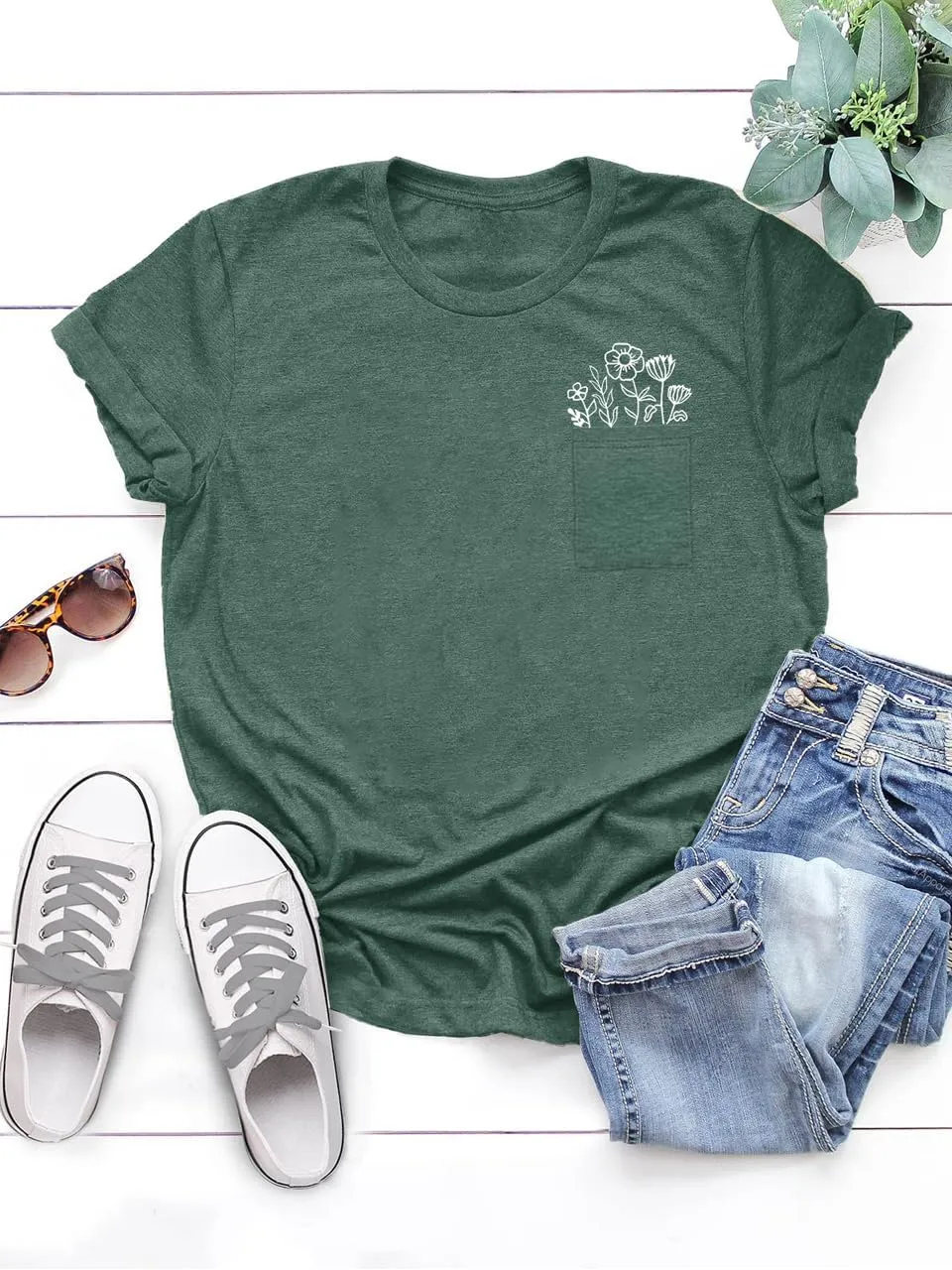 MZEAZRK Womens Summer Graphic Tee Shirts Cottage-Core Cute Boho Short Sleeve Tshirt Teen Girls