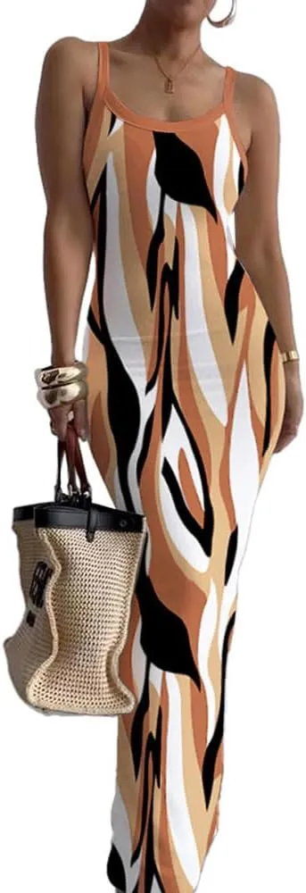 Nimsruc Women Summer Long Dress Casual Slip Sexy Slim Sleeveless Bodycon Maxi Dresses for Women 2024