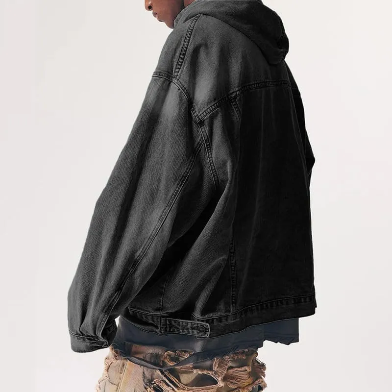 Oversized Denim Jean Jacket for Women Vintage Trendy Fashion Distressed Pullover Hoodie Casual Boyfriend Jackets