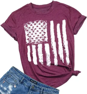 Patriotic Shirts for Women American Flag Shirt 4th of July Tshirt Graphic Tees Casual Short Sleeve Tee Top
