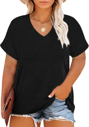 Plus Size T Shirt for Women Graphic Tees Short Sleeve Floral Print Loose Fit Summer Casual Tops 1XL-5XL