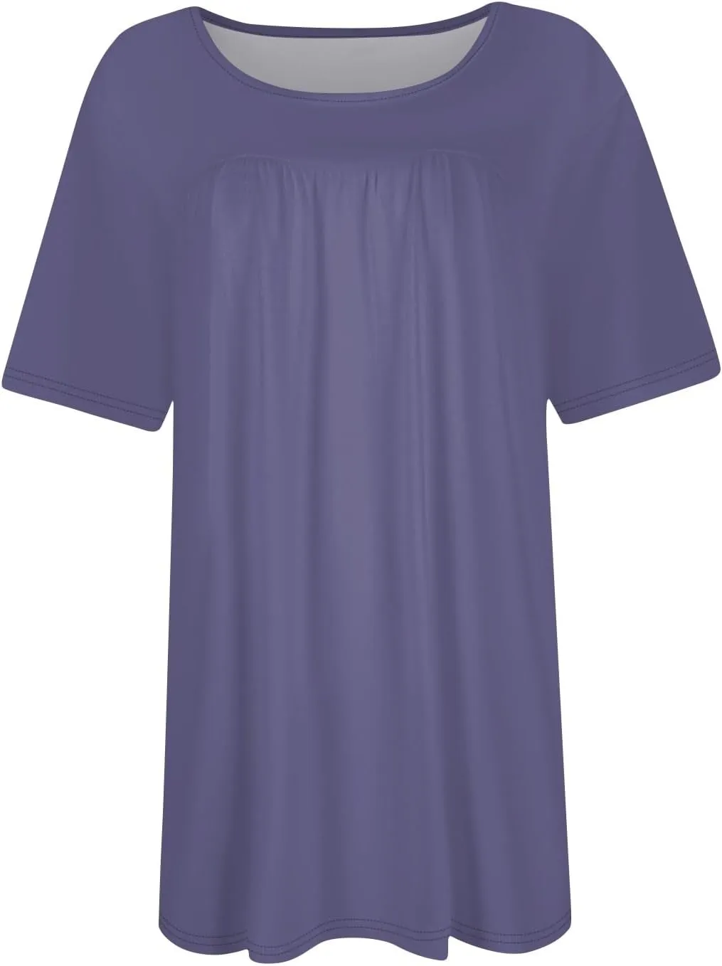 Plus Size Tops for Women Pleated Front Crewneck Short Sleeve Blouses 2024 Summer Tunic Shirts Flowy 1X-5X