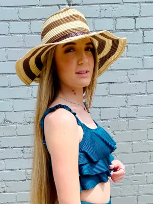 Roll N Go Sun Hat-Brown Stripe