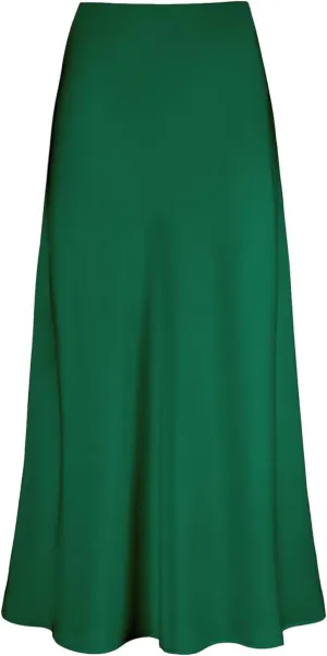 Skirt for Women Dressy Casual Elegant Silky Satin Ruffle Skirt Soft Fashion Slim Fit High Waist Bodycon Long Skirts