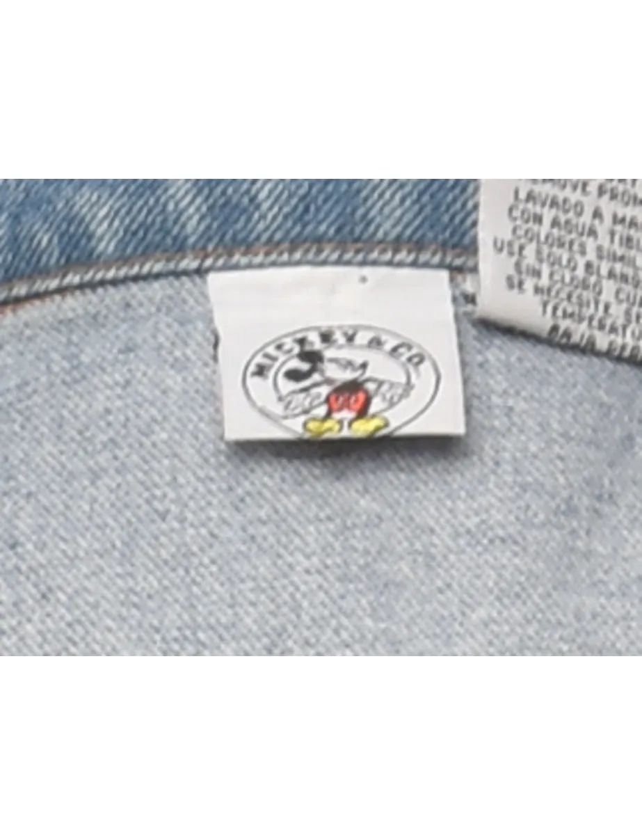 Sleeveless Mickey Mouse Denim Jacket - L