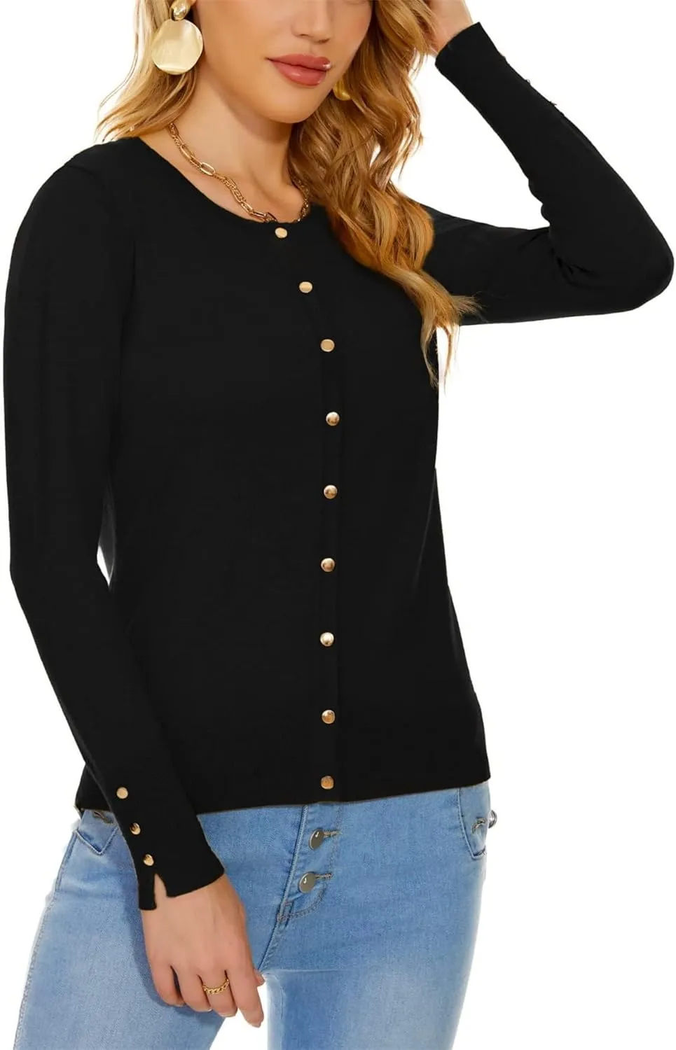 Spicy Sandia Womens Cardigan Sweaters Lightweight Button Up Crewneck Dressy Casual Trendy Spring Sweater Jackets