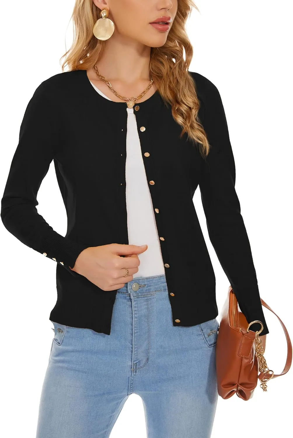 Spicy Sandia Womens Cardigan Sweaters Lightweight Button Up Crewneck Dressy Casual Trendy Spring Sweater Jackets