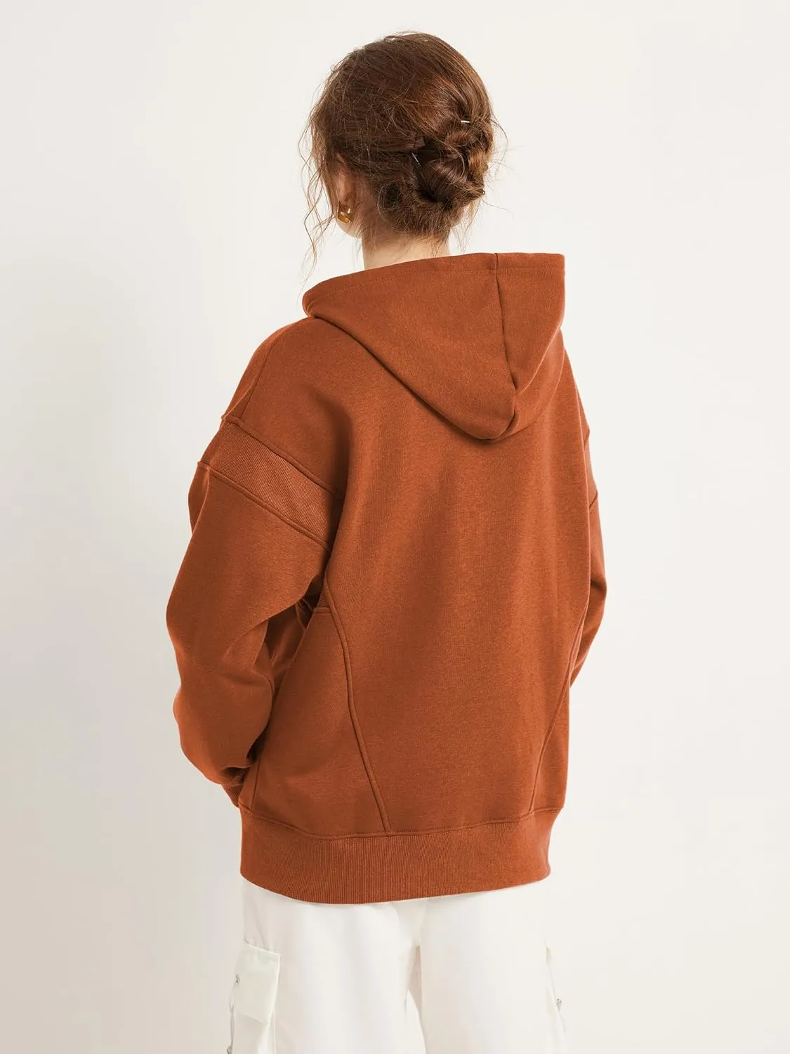 TAKEYAL Women Hoodies Sweatshirt Long Sleeve Zip Up Oversized Fall Jackets Casual Trendy Top soild