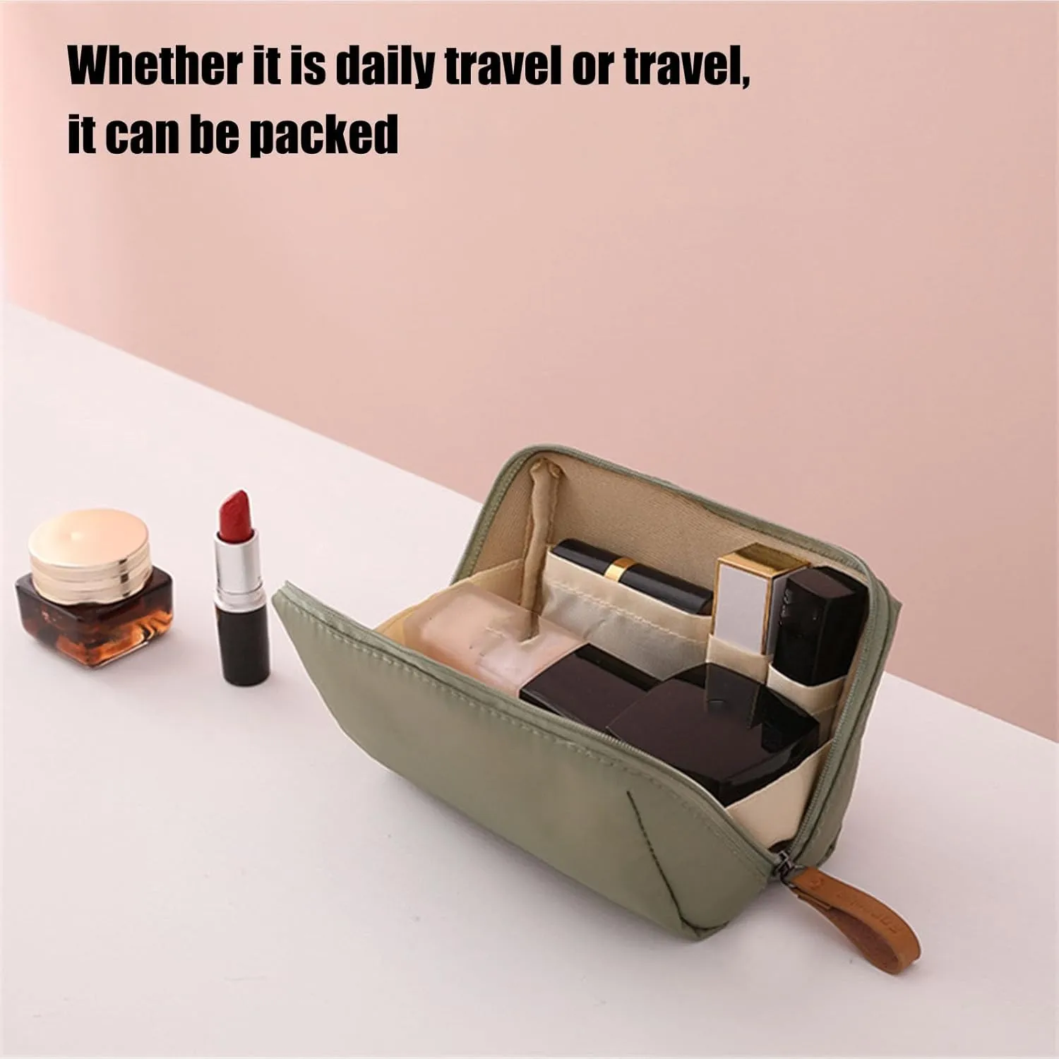 Tidynook Makeup Bag Small, Minimalist Travel Cosmetic Pouch Portable Clutch Women and Girls (Blue, Small)