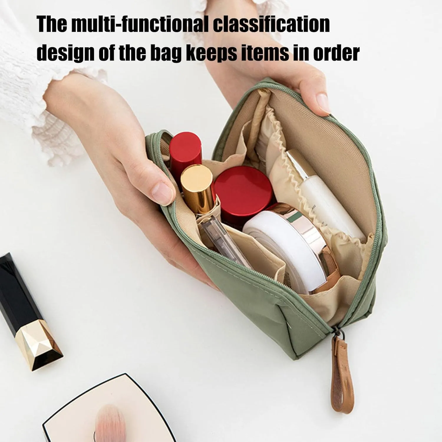 Tidynook Makeup Bag Small, Minimalist Travel Cosmetic Pouch Portable Clutch Women and Girls (Blue, Small)