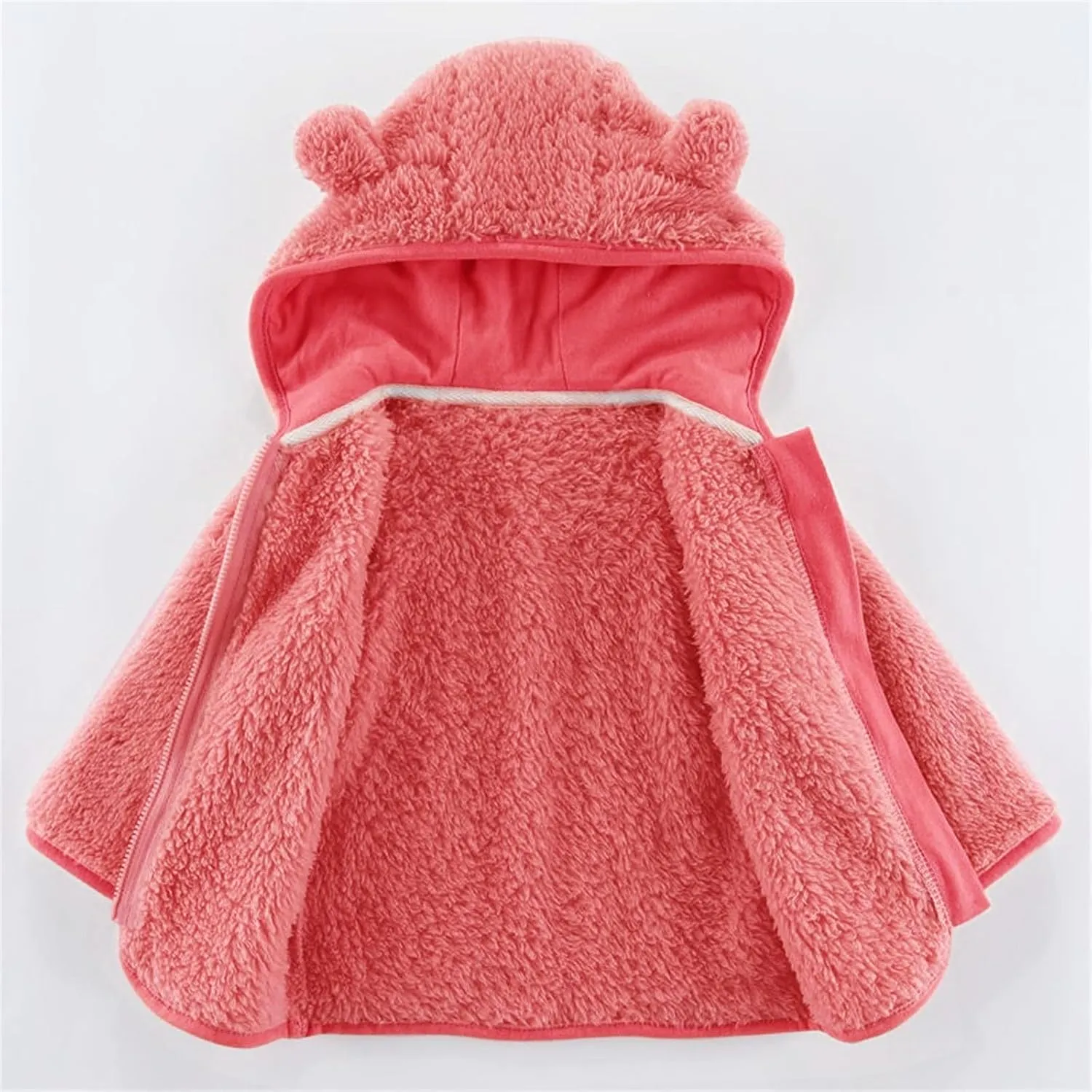 Toddler Boys Girls Winter Down Coat Soft Cotton Padded Jacket Cute Cartoon Bear Ears Thick Hooded Jacket