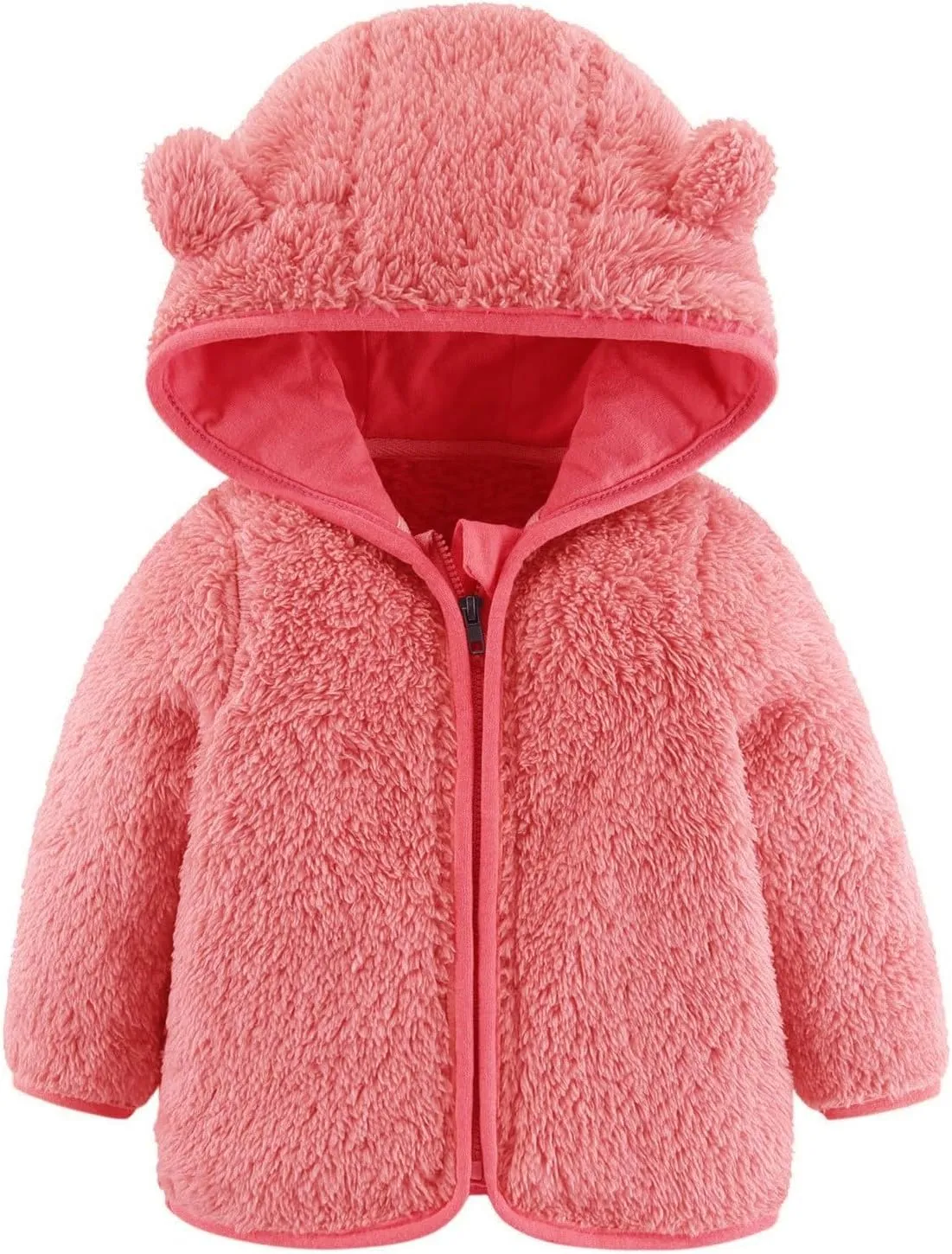 Toddler Boys Girls Winter Down Coat Soft Cotton Padded Jacket Cute Cartoon Bear Ears Thick Hooded Jacket