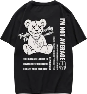 Verdusa Men's Letter Graphic Tees Oversized Cotton T Shirt Drop Shoulder Crew Neck Slogan Tee Top