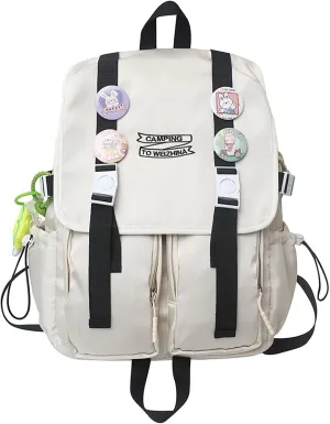 Waterproof Lightweight 14 Inch Laptop Backpack Minimalist College Travel Daypack with Anti-Theft Pocket (White)
