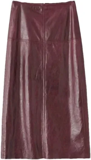 Women Vintage Real Leather Skirt High Waist Long Package Hip Skirts Solid Straight Midi Skirt